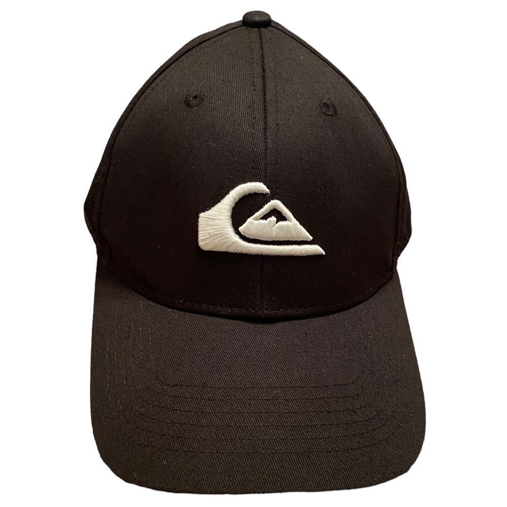 QUIKSILVER Black Surf Hat w/ White Logo Adjustable Cap